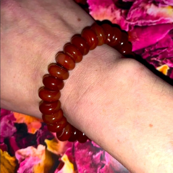 🧿2/$15 New ✋🏼Handmade 10mm Natural Carnelian Rondel Stone Stretch Bracelet - Picture 6 of 12